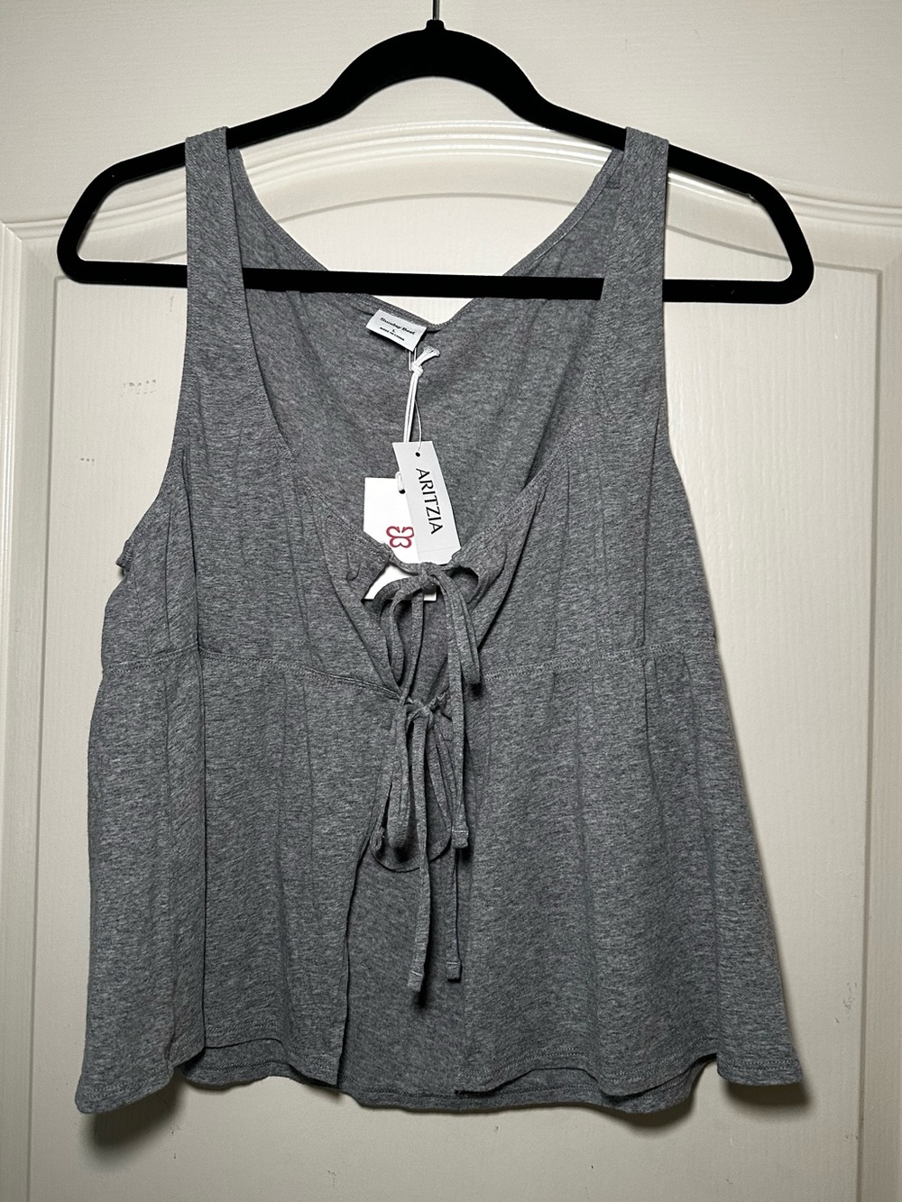 Aritzia Gray Lace-Up Flowy Tank